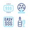 Set line Champagne bottle with glass, Money prize in casino, Lottery machine and icon. Vector