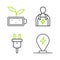 Set line Charging parking electric car, Electric plug, Car mechanic and Eco nature leaf battery icon. Vector
