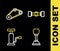 Set line Chassis car, Gear shifter, Car air pump and Timing belt kit icon. Vector