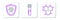 Set line Chemical formula, Biohazard symbol on shield and Test tube and flask chemical icon. Vector