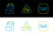 Set line Chemical formula H2O, Test tube and Ozone icon. Vector