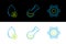 Set line Chemical formula, Water drop and Test tube and flask chemical icon. Vector