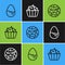 Set line Chocolate egg, Cookie or biscuit and Cupcake icon. Vector