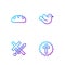 Set line Christian cross, Crusade, Bread loaf and Dove. Gradient color icons. Vector
