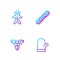 Set line Christmas mitten, Branch viburnum, Holiday gingerbread man cookie and Snowboard. Gradient color icons. Vector