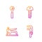 Set line Clamp tool, Construction stapler, Adjustable wrench and Metallic screw. Gradient color icons. Vector.