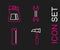 Set line Claw hammer, Ruler, Wrench spanner and Cement bag icon. Vector