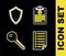 Set line Clinical record, Document, Key and Shield icon. Vector