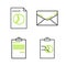 Set line Clipboard with graph chart, Document, Envelope and icon. Vector