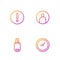Set line Clock, USB flash drive, Information and Create account screen. Gradient color icons. Vector