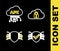 Set line Cloud computing lock, Cyber security, and api interface icon. Vector