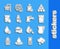 Set line Cloud with rain, Jug glass water, Glass, Big bottle clean, Bottle of, Shower and Water tap icon. Vector