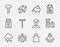 Set line Cloud with rain, Raincoat, Hedgehog, Spider, Mushroom, Garden rake, Ghost and Tractor icon. Vector