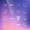 Set line Cloud with snow, rain, moon, and, lightning, Storm, sun, Cloudy, Wind and icon. Vector