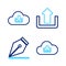 Set line Cloud upload, Fountain pen nib, Upload and download icon. Vector