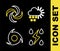 Set line Cloudy with snow, Storm, Tornado and icon. Vector