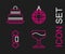 Set line Cocktail, Candy, Disco ball and Cake icon. Vector