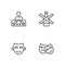 Set line Comedy and tragedy masks, theatrical, Actor star and No alcohol icon. Vector