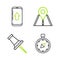 Set line Compass, Push pin, Road traffic sign and Infographic of city map navigation icon. Vector