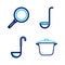 Set line Cooking pot, Kitchen ladle, and Frying pan icon. Vector