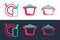 Set line Cooking pot, Washing dishes and icon. Vector
