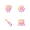 Set line Creating robot, Screwdriver, Robot low battery charge and . Gradient color icons. Vector