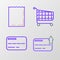Set line Credit card, Shopping cart and Paper shopping bag icon. Vector