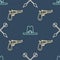 Set line Crossed arrows, Revolver gun and Western cowboy hat on seamless pattern. Vector