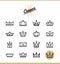 Set of line crown icons