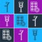 Set line Crutch or crutches, Pills in blister pack and Crutch or crutches icon. Vector