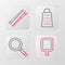 Set line Cutting board, Frying pan, Grater and Food chopsticks icon. Vector