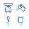 Set line Cutting board, Teaspoon, Electric mixer and Scales icon. Vector