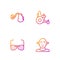 Set line Deaf, Blind glasses, Hearing aid and Electric wheelchair. Gradient color icons. Vector