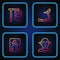 Set line Deaf, X-ray shots, IV bag and Treadmill machine. Gradient color icons. Vector