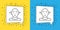 Set line Deafness icon isolated on yellow and blue background. Deaf symbol. Hearing impairment. Vector