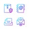 Set line Delete envelope, Drawer with document, Envelope with shield and Address book. Gradient color icons. Vector