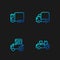 Set line Delivery truck, Tractor, cargo and . Gradient color icons. Vector