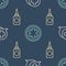 Set line Dialogue with the doctor, Bottle nasal spray and Medical symbol of the Emergency on seamless pattern. Vector