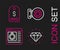 Set line Diamond, Jewelry online shopping, store and Price tag with dollar icon. Vector