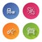 Set line Disabled car, Joint pain, knee pain, Dog wheelchair and Stretcher. Color circle button. Vector