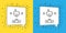 Set line Disassembled robot icon isolated on yellow and blue background. Artificial intelligence, machine learning