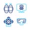 Set line Diving mask, Aqualung, Scallop sea shell and icon. Vector