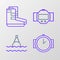 Set line Diving watch, Floating buoy on the sea, and Boots icon. Vector