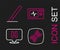 Set line DNA symbol, Location hospital, Monitor with cardiogram and Surgery scalpel icon. Vector