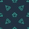 Set line Dog house, collar and Clockwork mouse on seamless pattern. Vector