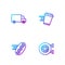 Set line Donut, Online ordering hotdog, Fast delivery by car and Coffee cup to go. Gradient color icons. Vector