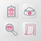 Set line Door for pet, Veterinary clinic, Pet food bowl and Clinical record icon. Vector