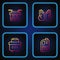 Set line Drain cleaner bottle, Toolbox, Water filter and Rubber gloves. Gradient color icons. Vector