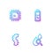 Set line Drop and magnifying glass, Virus, Processor CPU and Battery. Gradient color icons. Vector