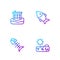 Set line Drought, Dead fish, House flood and . Gradient color icons. Vector